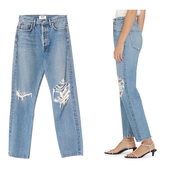 Agolde 90's High-Rise Distressed Pinch Waist Jeans - Picture 2 of 3